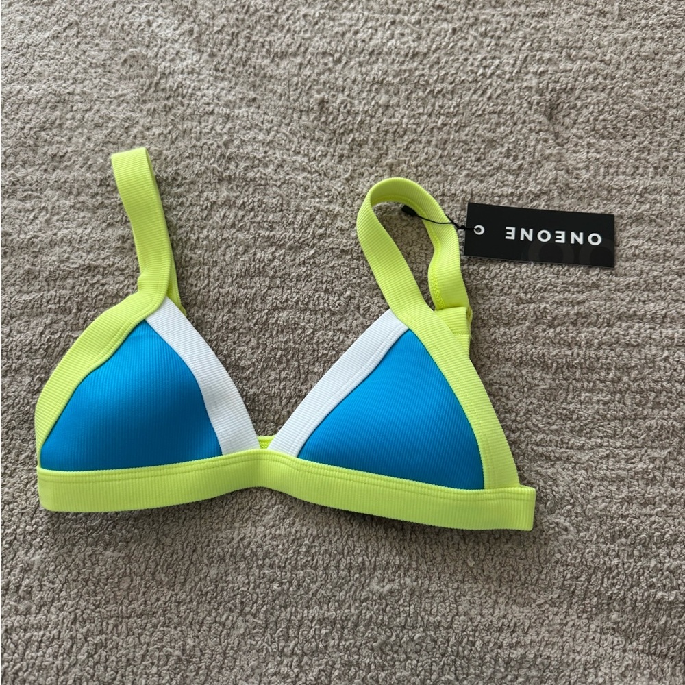 Blue and Yellow Bikini Top